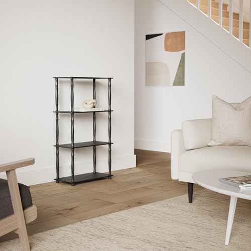 Furinno TURN-N-TUBE Storage Shelves, 4-Tier Book Shelf, Corner Shelf, Toolless Open Shelves, Classic Tubes, for Organization and Storage, Living Room, Home Office, Americano - color: Americano/Black, size: 4-Tier Classic Tube
