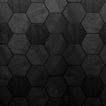 Self Adhesive Black Peel and Stick Wallpaper 15.7" X 78" 3D Hexagon | Geometric Embossed Contact Paper Removable Easy Peel Off Wallpaper Textured Wall Paper for Cabinet Bedroom - color: Black, size: 15.7" x 78"
