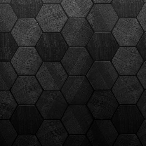 Self Adhesive Black Peel and Stick Wallpaper 15.7" X 78" 3D Hexagon | Geometric Embossed Contact Paper Removable Easy Peel Off Wallpaper Textured Wall Paper for Cabinet Bedroom - color: Black, size: 15.7" x 78"