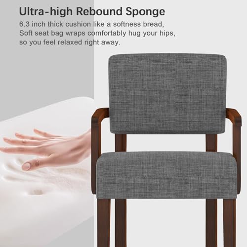 Accent Chair, Armchair with Solid Wood Frame and Legs, Gray | Living Room Chairs with Soft Thicken Cushion, Comfy Reading Chair for Bedroom, Waiting Room, Home Office, Easy Assembly - color: Linen Gray, size: One Chair