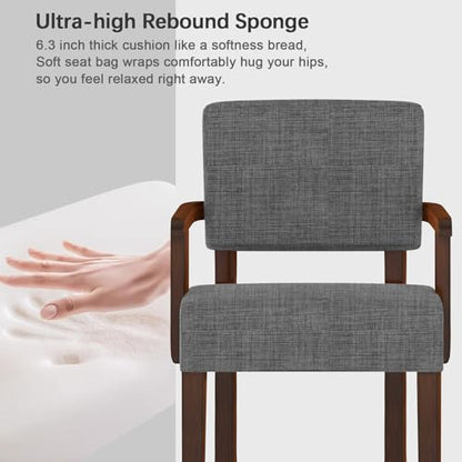 Accent Chair, Armchair with Solid Wood Frame and Legs, Gray | Living Room Chairs with Soft Thicken Cushion, Comfy Reading Chair for Bedroom, Waiting Room, Home Office, Easy Assembly - color: Linen Gray, size: One Chair
