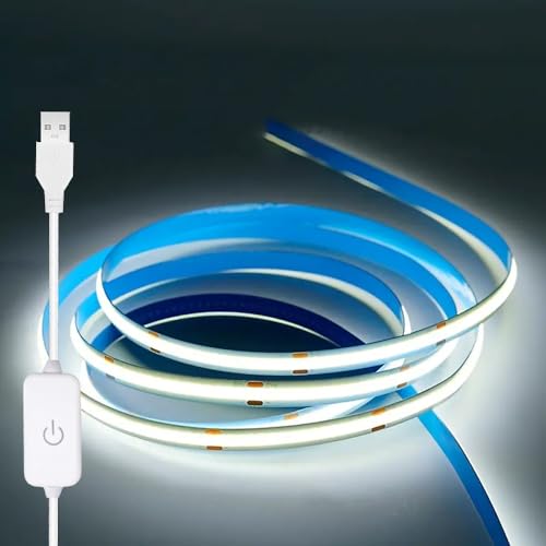 ZSLAIFU A 5V USB LED Light Strip, COB LED Strip Lights, White 5V LED Lights, Small LED Strip Light, TV Lights for TV Under Cabinet Kitchen Living Room Shelving or Displays (White, 3.28ft) - color: White, size: 3.28ft