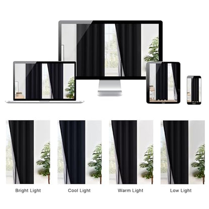 XWZO Black Blackout Curtains 2 Panels with Tiebacks- Heat and Full Light Blocking Window Panels with Grommets for Bedroom/Basement, 54 Inches Long Thermal Insulated Draperies, W38 x L54, Set of 2 - color: Black, size: 38"W x 54"L (Pack of 2)