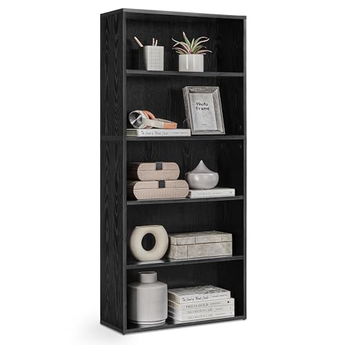VASAGLE CUSTOS Collection - Bookshelf, 5-Tier Bookcase, Book Shelf, Open Storage Shelf, 9.4 x 23.6 x 52.5 Inches, for Living Room, Home Office, Dining Room, Ebony Black ULBC165T56 - color: Ebony Black, size: 5 Tiers (23.6"W), style: 1 Pack
