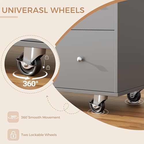 JY QAQA 40" Kitchen Island Cart Furniture cart on Wheels Rolling Portable Dining Room Serving Utility Carts Mobile Movable with Drawers Cabinet,Grey - color: Grey, size: 40-IN