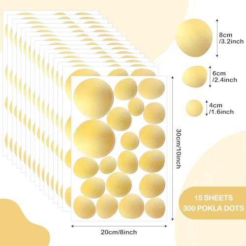 TaoBary 15 Sheet 300 Pcs Irregular Polka Dot Boho Wall Decals,Gold | Removable Modern Vinyl Boho Wall Stickers Terrazzo Pattern for Playroom Bedroom - color: Gold