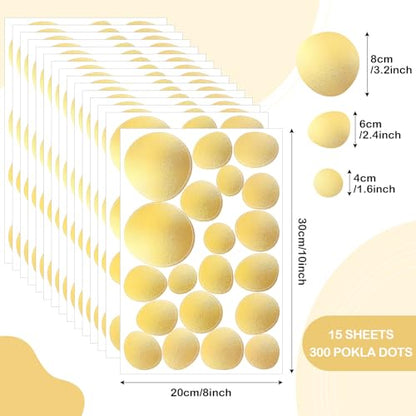 TaoBary 15 Sheet 300 Pcs Irregular Polka Dot Boho Wall Decals,Gold | Removable Modern Vinyl Boho Wall Stickers Terrazzo Pattern for Playroom Bedroom - color: Gold
