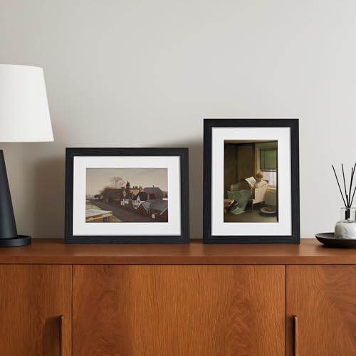 6x8 Picture Frame Black Wood Set of 4, Wooden Photo Frame Matted 4x6 with Plexiglass for 4x6 with Mat or 6x8 without Mat for Table and Wall Display - color: Black Wood, size: 6x8
