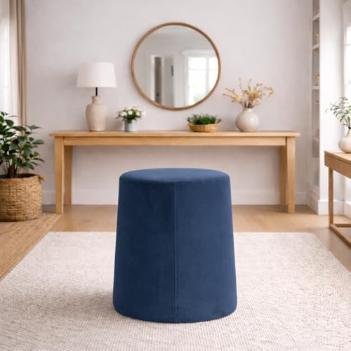 HomePop 17" Organic Shape Ottoman - Blue Velvet - color: Blue Velvet