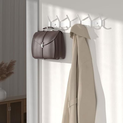 Coat Rack Wall Mount Hooks - 15 Inch White Metal 6-Hook Rack(2 Pack) | Modern Kids Room, Entryway & Bathroom Hanger for Towels, Coats, Purses, Bags - color: White, size: 2 Pack