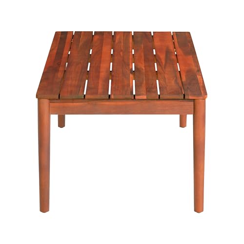 Christopher Knight Home Dolly 36.25"Outdoor Slat Panel Coffee Table, Acacia Wood Coffee Table, Spacious Tabletop, Wooden Legs, Rustic Style Design, Rectangular Side Desk for Backyard Garden, Mahogany