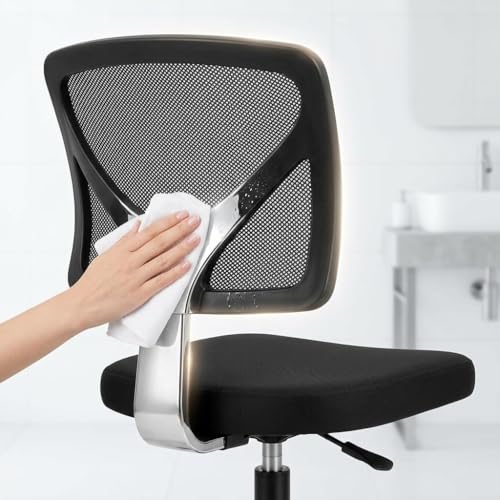 SUMELL Armless Office Chair, Ergonomic Mesh Mid Back Desk Chair with Wheels, Adjustable Height Swivel Rolling Task Chair for Small Spaces, Black