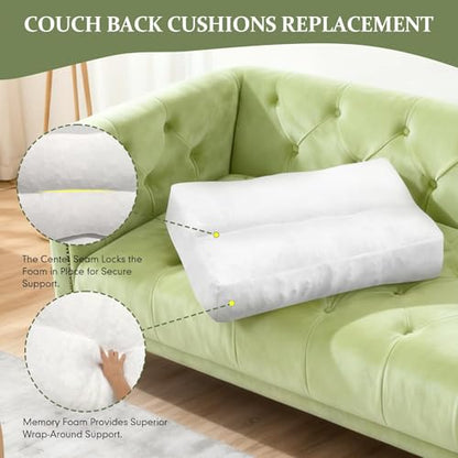 JZHLLA 3 PCS Shredded Foam Sofa Back Cushions Replacement Fluffy Memory Sponge Couch Pillow with Quilted Design 31x18x5 Inch Lumbar Support Pillow for Sofa Bed Floor - size: 3PCS