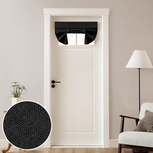 HOMEIDEAS 100% Linen Blackout French Door Curtains, Privacy Small Door Window Curtains, 26 X 20 Inch Shades for Front Window, Thermal Insulated Covering, 1 Panel, Black - color: Black, size: 26"W x 20"L (Pack of 1)