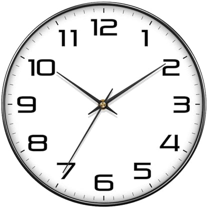 8 Inch Modern Wall Clocks Battery Operated - Silent Non Ticking Quartz Analog Clock with Large Numbers, Easy to Read Digital Wall Clock for Bedroom, Living Room, Kitchen, Office, Gym, Black - color: White Black, size: 8 Inch