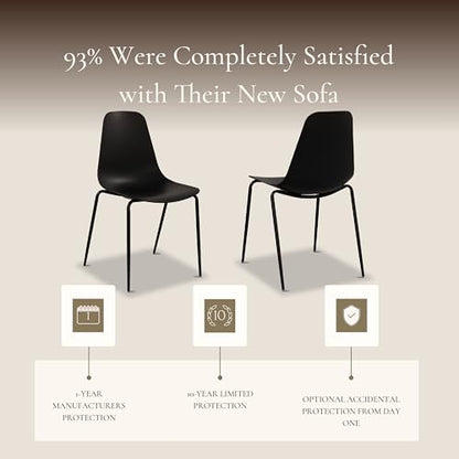 Poly & BARK Isla Stackable Dining Chairs Set of 4 – Mid Century Modern Plastic Dining Chair with Metal Legs – Kitchen & Dining Room Chairs – Dining Table Chairs Set – Indoor/Outdoor – Ebony Black - color: Ebony Black, style: Isla Stackable Set of 4