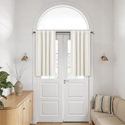 White 100% Blackout Kitchen Linen Curtains Back Tab 30 Inch Length Privacy Elegant Mini Cafe Curtain Tiers Over Sink for Rustic Farmhouse Bathroom Thermal Insulated Bedroom Small Drape 26x30 - color: White, size: 26"W x 30"L (Pack of 2)