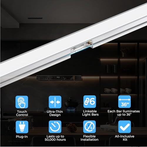 VST Touch Control 6 Pack Under Cabinet Lighting, 2700K-6500K, Silver | LED Cabinet Light Bars, Dimmable & Adjustable Color Temperature, Ultra Thin Linkable Under Counter Lights for Kitchen, Closet - color: Silver