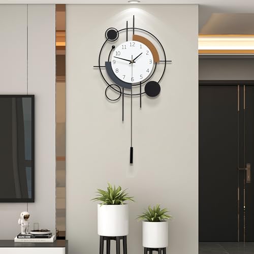 Large Wall Clock for Living Room Decor Modern Silent Analog Clock | Battery Operated Non Ticking for Bedroom Office Kitchen Classroom Bathroom Home Decorative Pendulum Unique Clock 13.8*23.6 in - size: 14x24 in