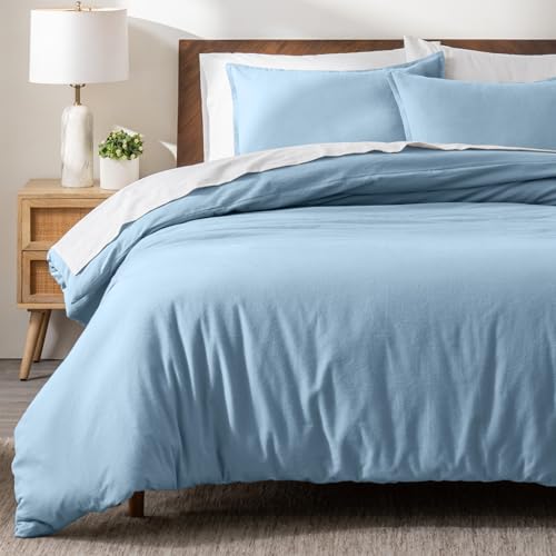 Bare Home Flannel Duvet Cover Set (Twin/Twin XL, Light Blue) | 100% Cotton, Velvety Soft, Heavyweight, Premium Flannel, Double Brushed, Includes Sham Pillow Cover - color: 09 - Light Blue (No Comforter), size: Twin/Twin XL