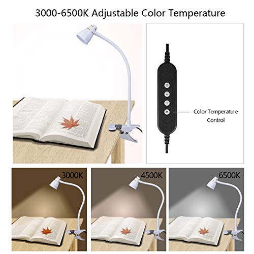 LED Clip Desk Lamp, Headboard Light with Strong Clamp, Bed Reading Light with 3000k-6500K Adjustable Color Temperature Options for Brighter Illumination (Milky White) - color: Milky White