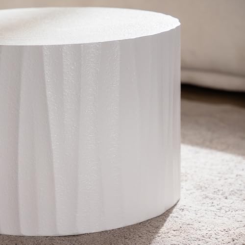 Nesting Coffee Table Set of 2 Round Wooden Coffee Tables Circle Modern Table for Living Room Bedroom Accent End Side Table White - color: 46.45'' White