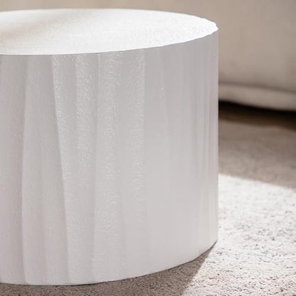 46" Wooden Handcrafted Accent Side Table, Modern Nesting Side Tables with Anti-Scratch Pads, Space-Saving Nesting Coffee Table Set for Living Areas, Creamy White