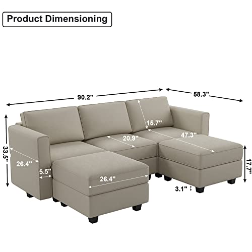Belffin Modular Sectional Sofa with Double Chaise Velvet U Shaped Sofa Reversible Sectional Couch with Storage Grey - color: Grey, size: U Shape Sofa
