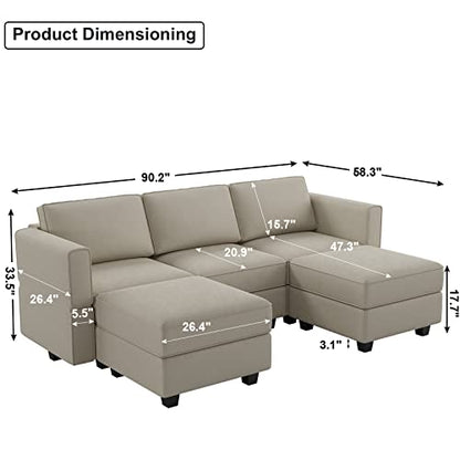 Belffin Modular Sectional Sofa with Double Chaise Velvet U Shaped Sofa Reversible Sectional Couch with Storage Grey - color: Grey, size: U Shape Sofa