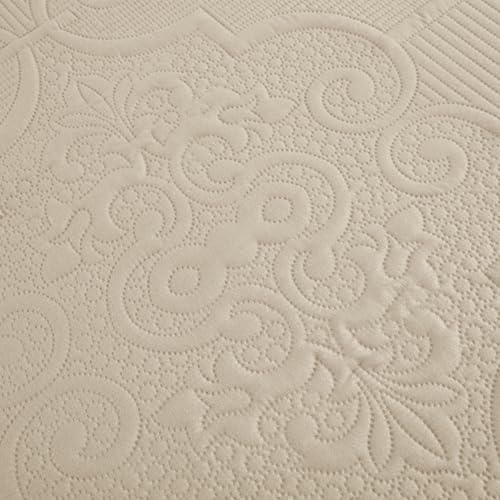 CHIXIN Quilt Twin Size - Damask Paisley Bedspread Coverlet Set - Classic & Gorgeous Style Bedding Cover, Ultrasonic Quilting, Reversible, Lightweight, 4 Piece, Taupe - color: 2- Taupe, size: Twin(68"x90")