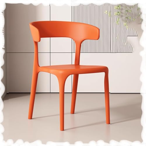 Stackable Dining Chairs with Backrest - Portable Plastic Bar Stools for Kitchen, Living Room, Patio & Restaurant - Space-Saving Design for Easy STO & Versatile Use - color: Orange