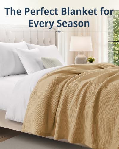LANE LINEN King Blanket for Bed - 300 GSM Cozy & Warm Blankets - Airy Waffle Construction, Lightweight & Durable Fabric - Ideal Bed & Couch Blanket or Travel Blankets - 106"x90" inches - Beige - color: 04: Beige, size: King