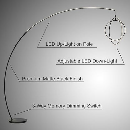 Lite Source Monita 83" Matte Silver 2-Light LED Modern Arc Floor Lamp