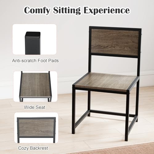 Giantex 3-Piece Dining Table Set for 2, Small Industrial Kitchen Table with 2 Chairs, Metal Frame, Space Saving Dinette Set for Breakfast Nook Dinner Small Space Apartment Living Room, Grey Oak - color: Grey