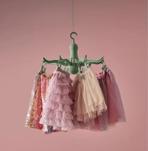 PRESSA 8-Claw Octopus Hanging Dryer 16 Clothes pegs, Easy to fold and Place -Turquoise (1, Green) - color: Green