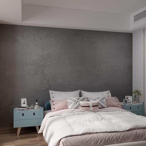 3yecao 16"×1181" 3D Extra Thick Large Size Darker Grey Black Concrete Wallpaper Peel Stick Waterproof Dark Gray Concrete Cement Contact Paper Adhesive Textured Sticker for Bedroom Bathroom Gym Walls - color: Dark Gray, size: 16" x 1181"