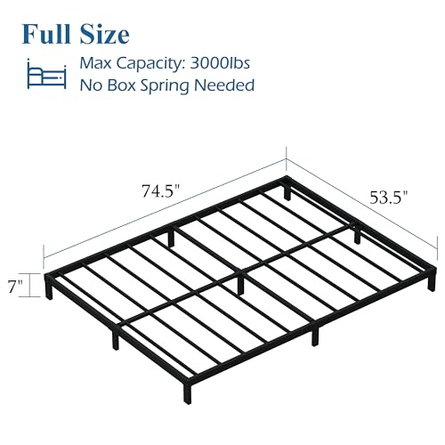 DiaOutro 7 Inch Full Size Bed Frame Heavy Duty Low Profile Metal Platform | Steel Slats Platform No Box Spring Needed Mattress Foundation, Easy Assembly, Noise Free - size: Full, style: 7 Inch
