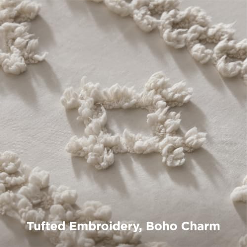 Bedsure Tufted Boho Comforter Set Twin Size - Linen Boho Bed Set, GentleSoft™ 2 Pieces Farmhouse-Style Embroidery Bedding, Gifts for Woman, Soft Jacquard Kids' Twin Comforter for All Seasons - color: 08 - Linen - Elegant, size: Twin/Twin XL