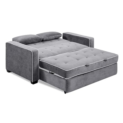 Serta Ainsley 72.6" Convertible Sleeper Sofa, Queen Size, Dreamcoil Comfort, Soft Woven Fabric, Charcoal - color: Charcoal, size: Queen Sofa
