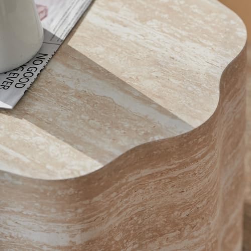23.6''+26.7'' Set of 2 Faux Mars Pattern Round Coffee Tables, Modern Mini Side Tables Accent End Table for Apartment, Office, Living Room, (Beige Brown) - color: 23.6''+26.7'' Beige Brown