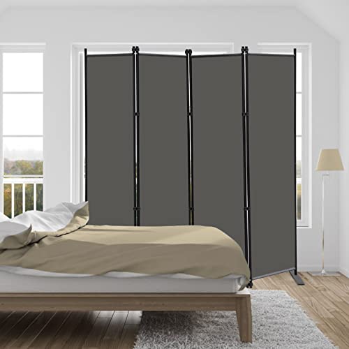 MAYOLIAH 4 Panel Room Divider Screen 6Ft Tall Foldable Privacy Dividers | The room divider is advised to use inside the room, NOT OUTDOORS in case it doesn't stand well under windy weather. - color: Grey, size: 4 Panel