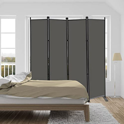 MAYOLIAH 4 Panel Room Divider Screen 6Ft Tall Foldable Privacy Dividers | The room divider is advised to use inside the room, NOT OUTDOORS in case it doesn't stand well under windy weather. - color: Grey, size: 4 Panel