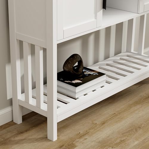 Entryway Table, Console Table, Sofa Table with 2-Door and Shelf, White | Entryway Cabinet and Sideboard Cabinet with Large Storage Space for Daily Use in Hallway, Foyer, Living Room - color: White