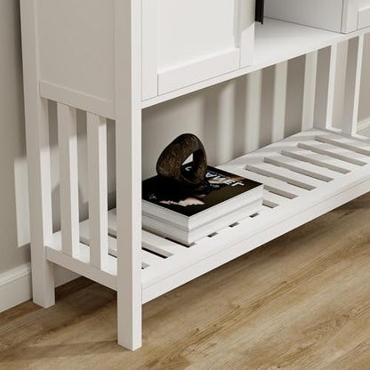 Entryway Table, Console Table, Sofa Table with 2-Door and Shelf, White | Entryway Cabinet and Sideboard Cabinet with Large Storage Space for Daily Use in Hallway, Foyer, Living Room - color: White