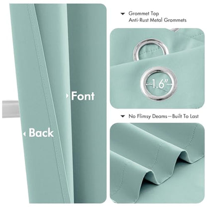 MIULEE Blackout Curtains for Bedroom 2 Panels 40 x 54 Inch Long Aqua | Thermal Insulated, Living Room Darkening Grommet Drapes, Noise Reducing, Light Blocking Window Treatments - color: Aqua, size: 40"W x 54"L (Pack of 2)