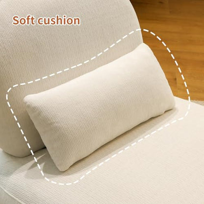 GDFStudio Armless Accent Chair with Solid Wood Legs & Upholstered Cushion, Modern Side Chair for Living Room Bedroom Reading Nook Balcony Apartment Waiting Area Comfortable Seating, White - color: White