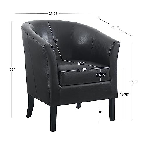 Linon Home Dcor Linon Home Decor Simon Club Chair, 33" x 28.25" x 25.5", Black