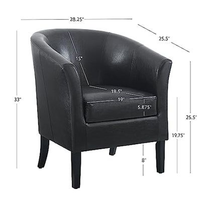Linon Home Dcor Linon Home Decor Simon Club Chair, 33" x 28.25" x 25.5", Black