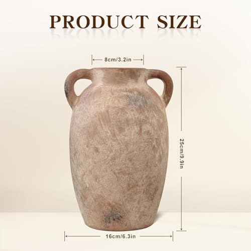 Brown Ceramic Vase-Boho Decorative Vase,Terracotta Tall Vases Decorative Pottery are Suitable for Decorating Living Rooms,Kitchens,and Bedrooms. - color: Brown