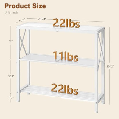 Hoctieon Industrial Console Table, 3 Tier Entryway Table, Metal Frame, Sofa Table with Shelf, Hallway Table, Entrance Table for Entryway, Living Room, Foyer, Hallway, White - color: White, size: 1 Pack
